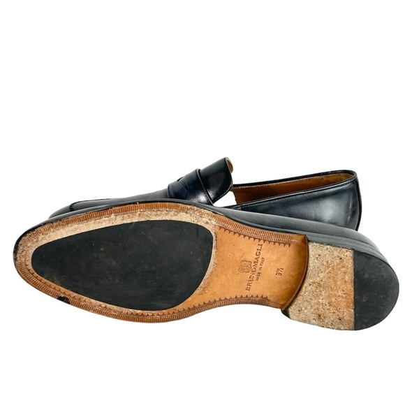 Bruno Magli Fanetta Black & Grey Antiqued Leather Penny Loafer sz 9.5 Medium - Picture 7 of 10